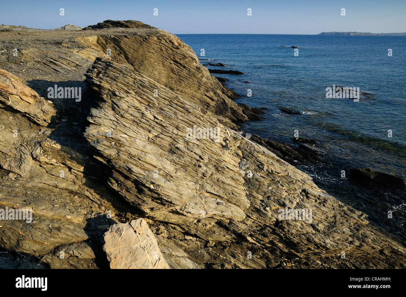 Rocky coast, Cap de Favàritx, Menorca, Balearic Islands, Spain, Europe Stock Photo