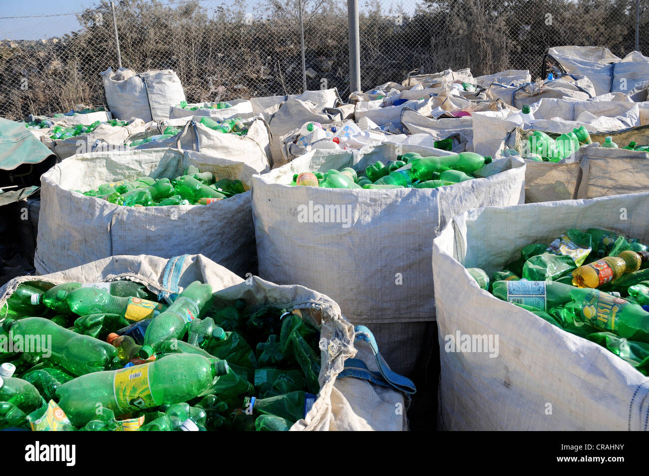 A waste separation site where different recyclable materials are 