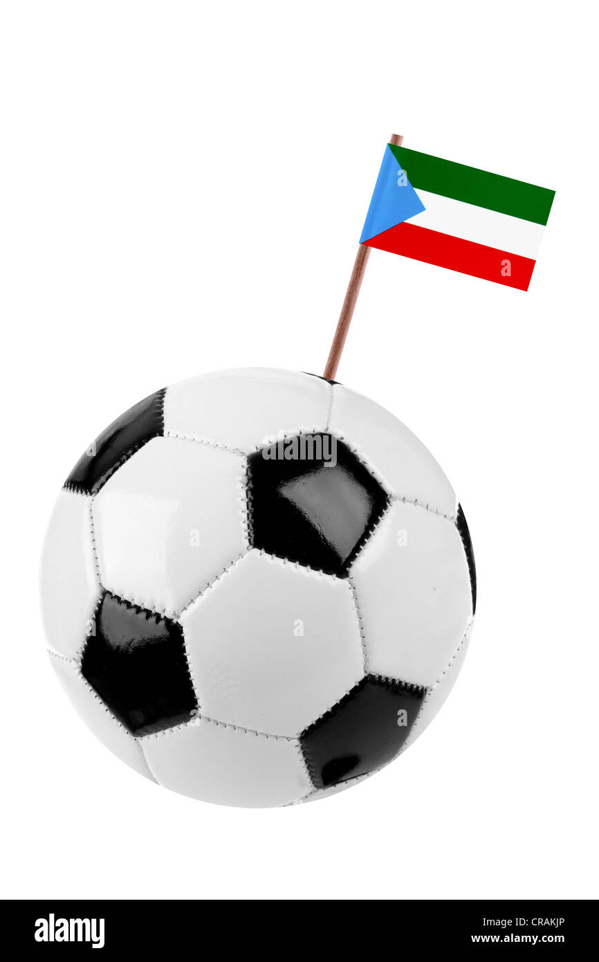 Soccer ball or football decorated with a small national flag on a tooth stick Stock Photo