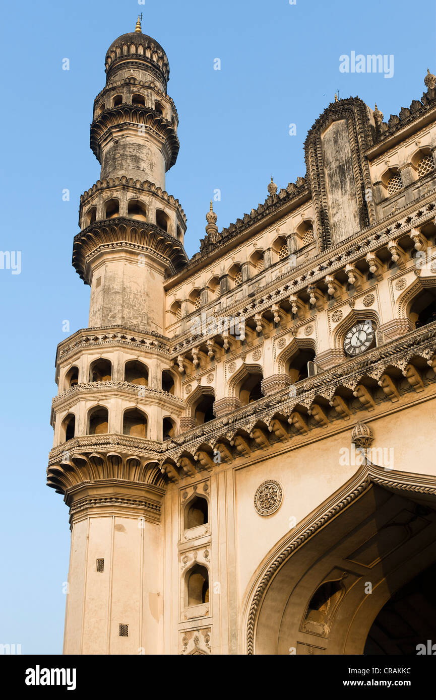 Minaret, Charminar monument, Hyderabad, Andhra Pradesh, southern India, India, Asia Stock Photo