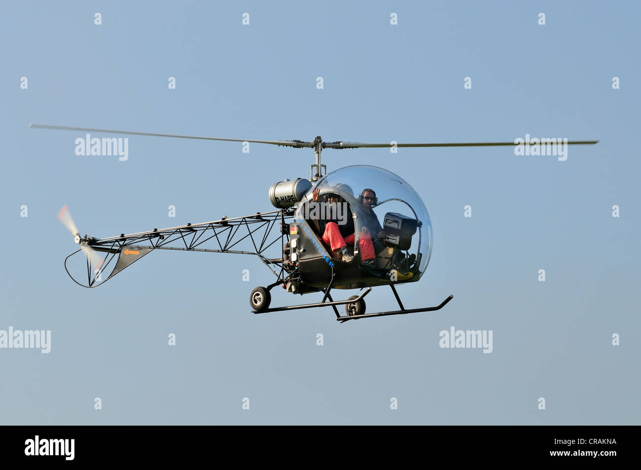 Light multi purpose helicopter, Bell-47 Replica, Europe's largest meeting of vintage aircraft at Hahnweide, Kirchheim-Teck Stock Photo