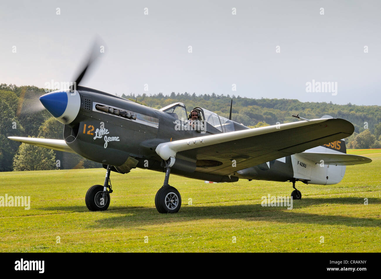 US-American fighter aircraft, Curtiss P-40 Kittyhawk, Europe's largest meeting of vintage aircraft at Hahnweide, Kirchheim-Teck Stock Photo