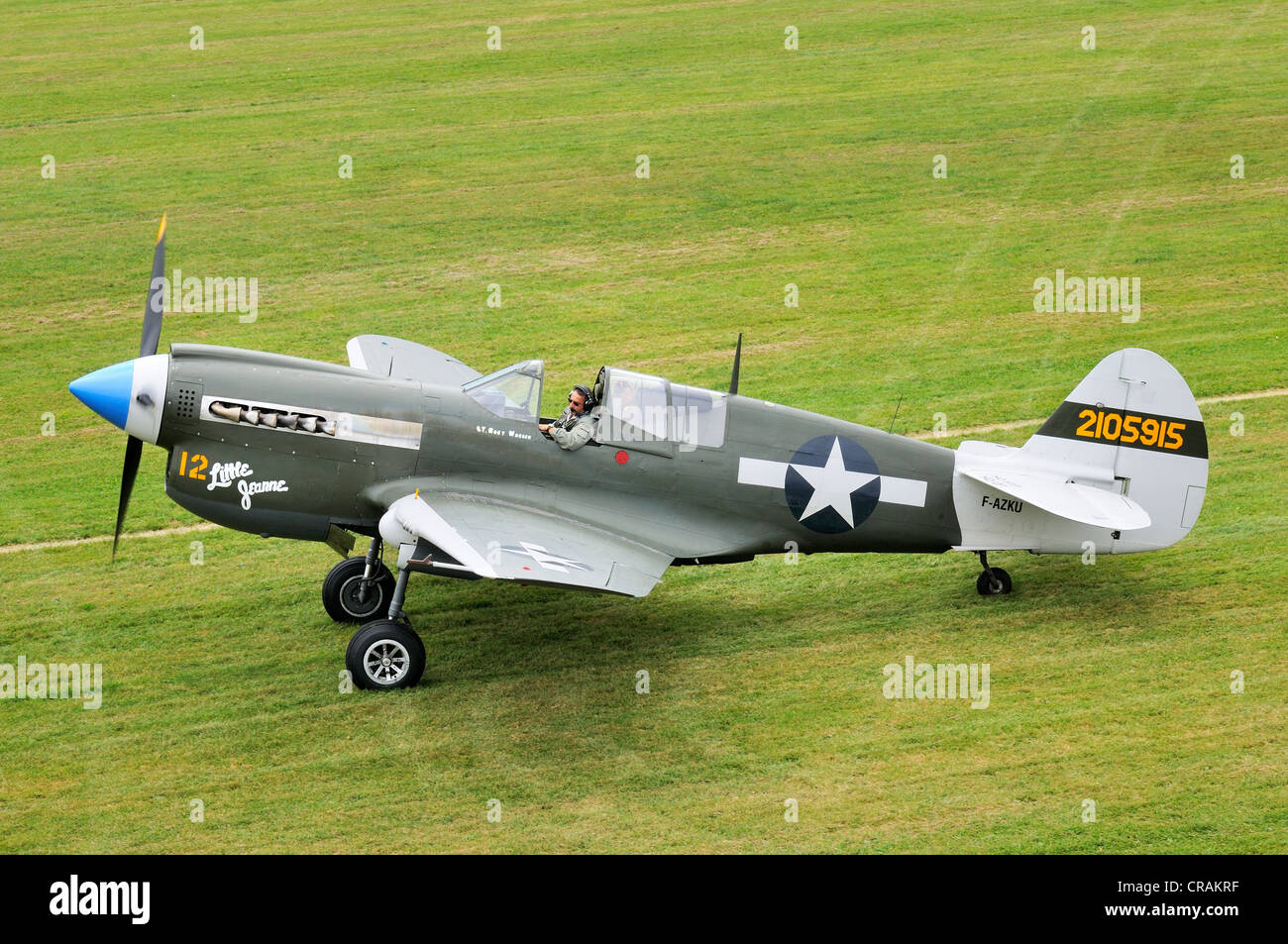 US-American fighter Curtiss P-40 Kittyhawk, Europe's largest meeting of vintage aircraft at Hahnweide, Kirchheim-Teck Stock Photo