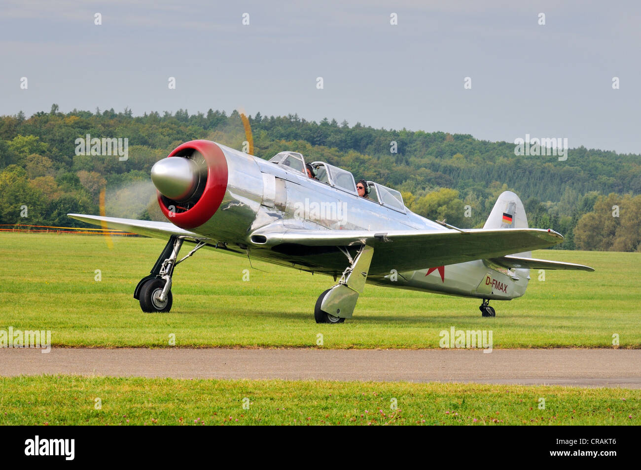 Yakovlev Yak-11, Soviet fighter plane produced from 1946 to 1956, Europe's largest meeting of vintage aircraft at Hahnweide Stock Photo