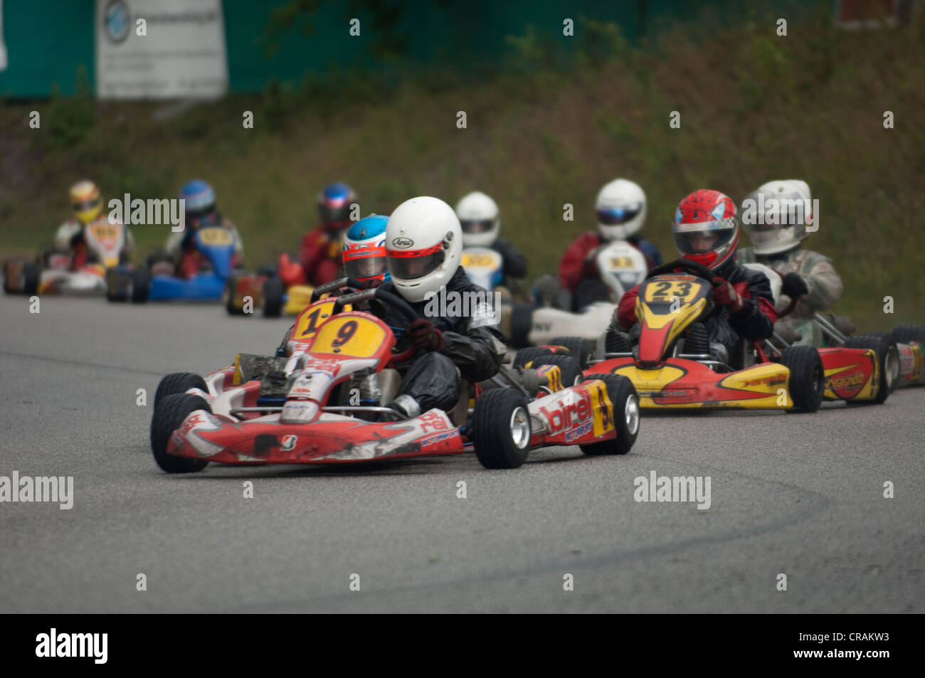 Gokart race in rain Stock Photo Alamy