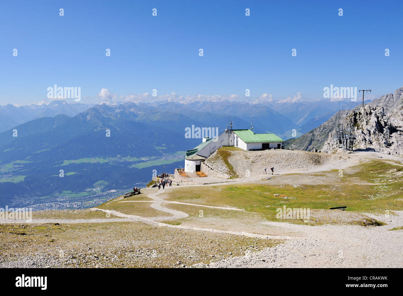 Hafelekar Summit Station With A Restautrant Alpine Pasture Below Hafelekarspitze Peak 2334 M Tyrol Austria Europe Hafelekar Summit Station With A Restautrant Alpine Pasture Below Hafelekarspitze Peak 2334 M Tyrol Austria Europe