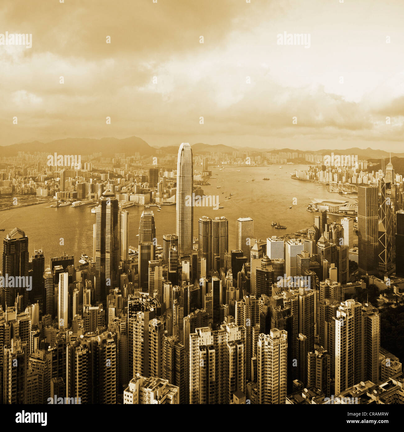 Hong Kong harbor from Victoria Peak Stock Photo - Alamy