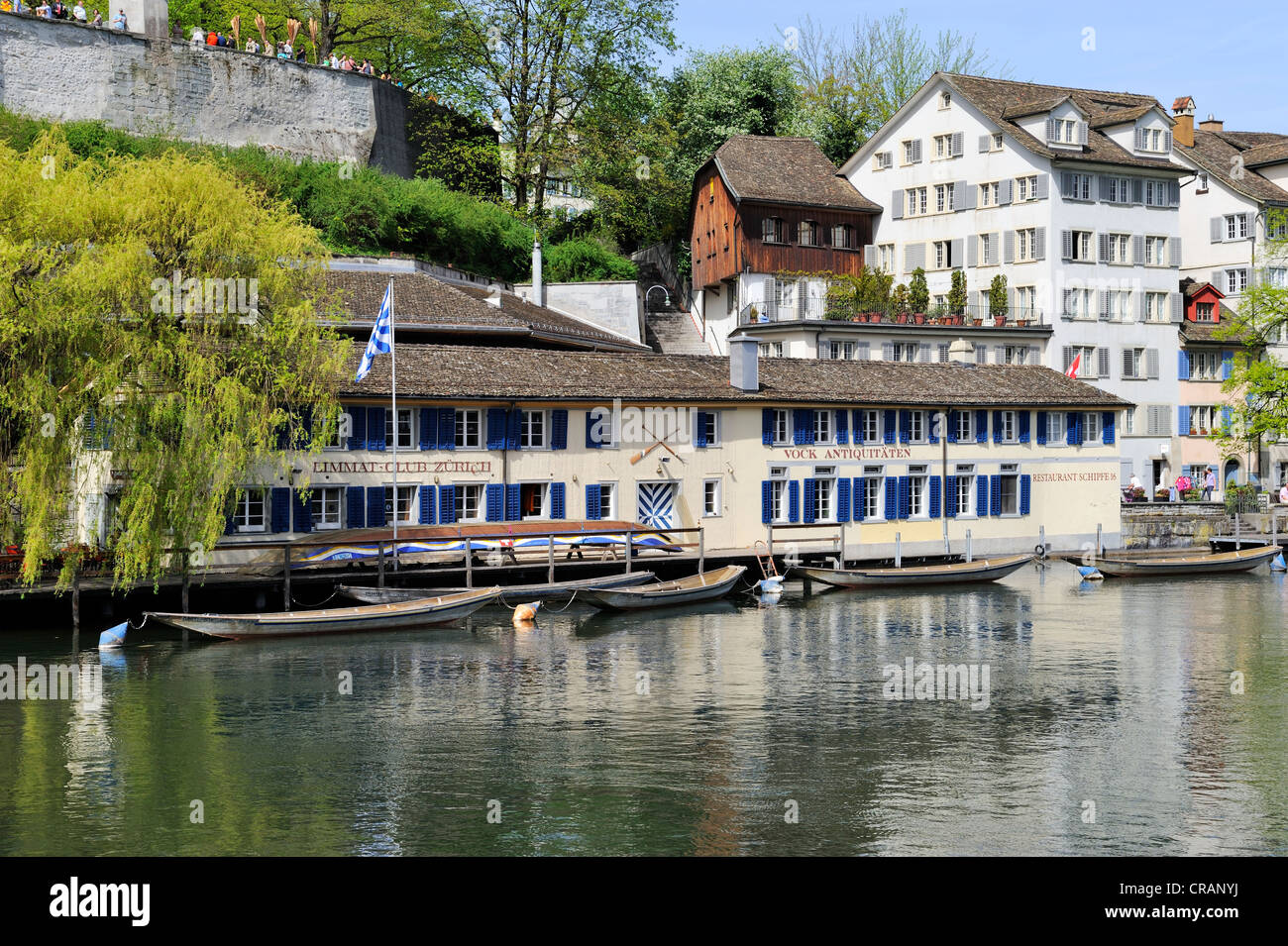 The Limmat Club, a traditional boating club in the historic district of Zurich, Canton of Zurich, Switzerland, Europe Stock Photo
