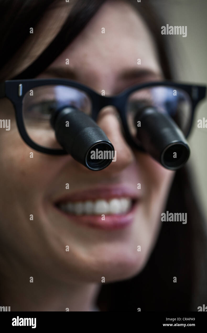 An eye doctor examines a patient. Stock Photo