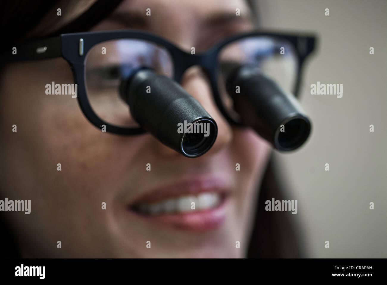 An eye doctor examines a patient. Stock Photo