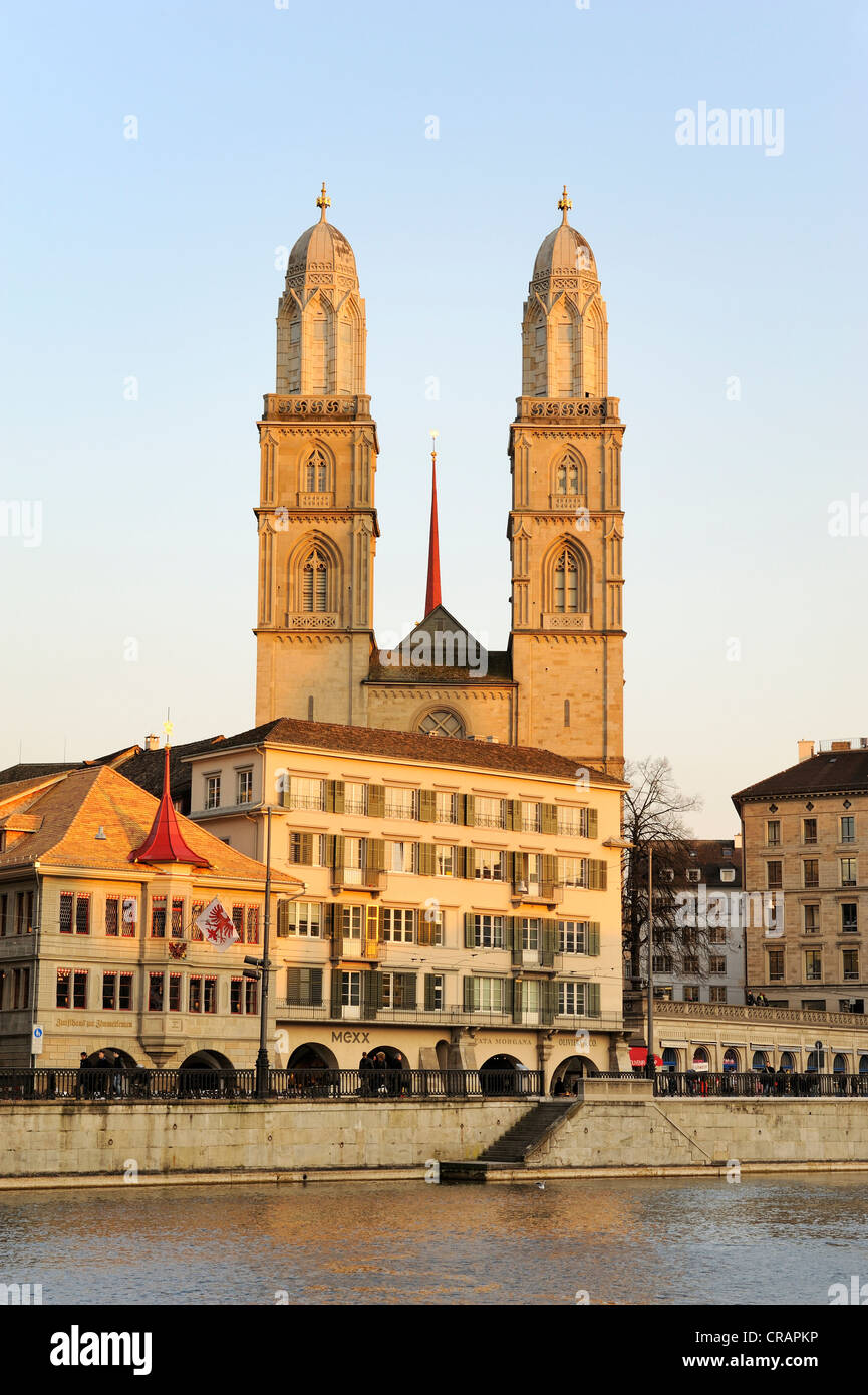 The twin towers of the Grossmuenster great minster in the old town of  Zurich, Canton Zurich, Switzerland, Europe Stock Photo - Alamy
