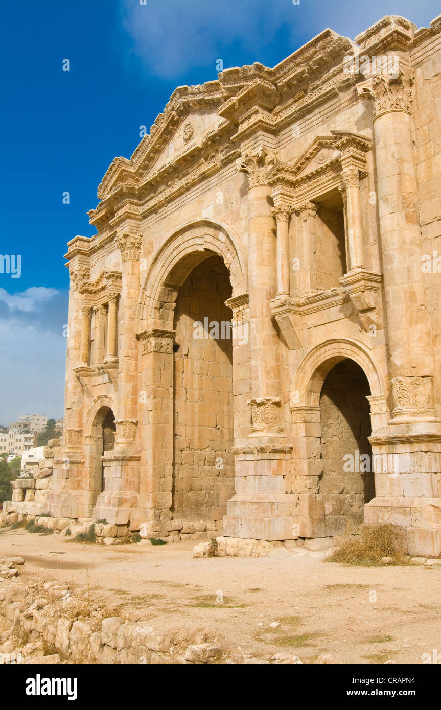 Arch, historic ruins of Gerasa, Jerash, Jordan, Middle East Stock Photo