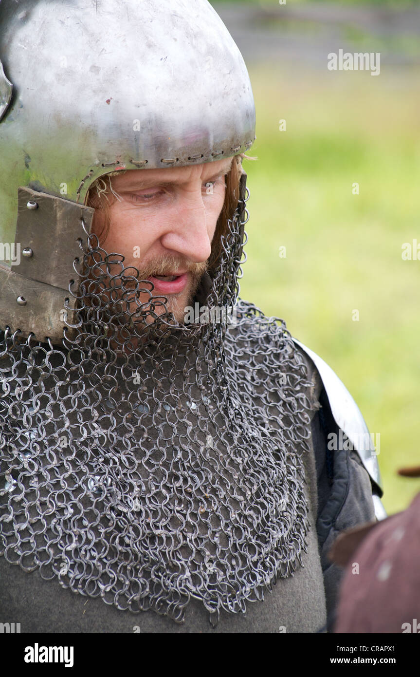 Kaliningrad Russia - june 17, 2012, the man in a suit of the Teutonic knight on knightly tournament 'Royal mountain' Stock Photo