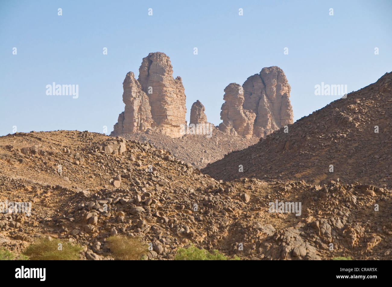 Barren landscape near Essendilene Gorge, Algeria, Africa Stock Photo