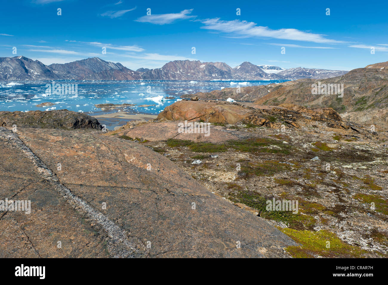 Ammassalik peninsula, beginning of the Sermilik Fjord, East Greenland, Greenland Stock Photo