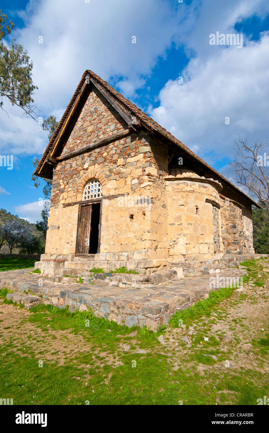 Barn-roofed Greek Orthodox church, UNESCO World Heritage Site, Troodos Mountains, Cyprus Stock Photo