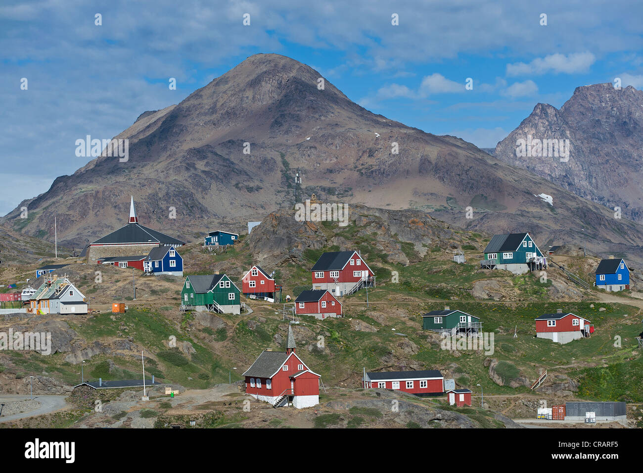 Tasiilaq, also known as Ammassalik, East Greenland, Greenland Stock Photo