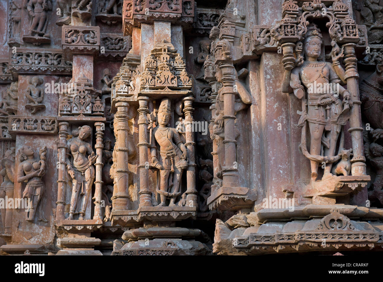 Padmanath sun temple decorated with statues, Jhalarapatan, Jhalawar, Rajasthan, northern India, India, Asia Stock Photo