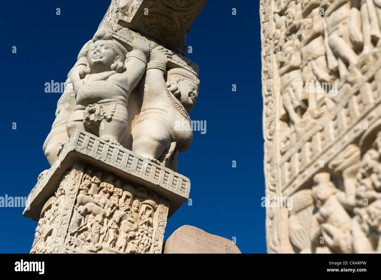 Stupas of Sanchi, UNESCO World Heritage site, built by King Ashoka, Mauryan dynasty, Sanchi, Vidisha in Madhya Pradesh Stock Photo
