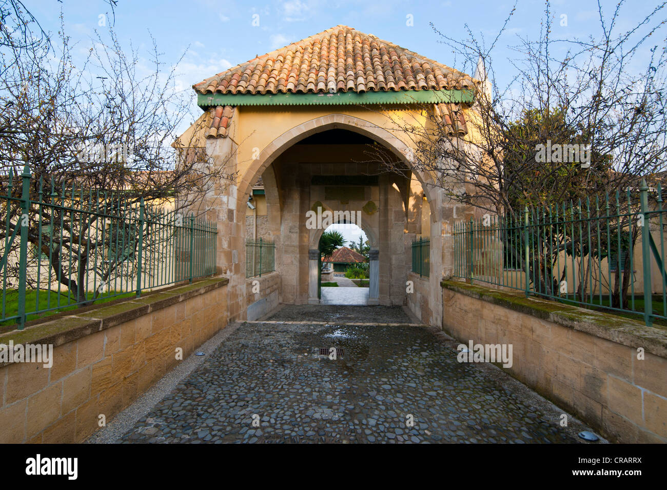 Gateway, Hala Sultan Tekke or the Mosque of Umm Haram, Larnaca, Cyprus Stock Photo