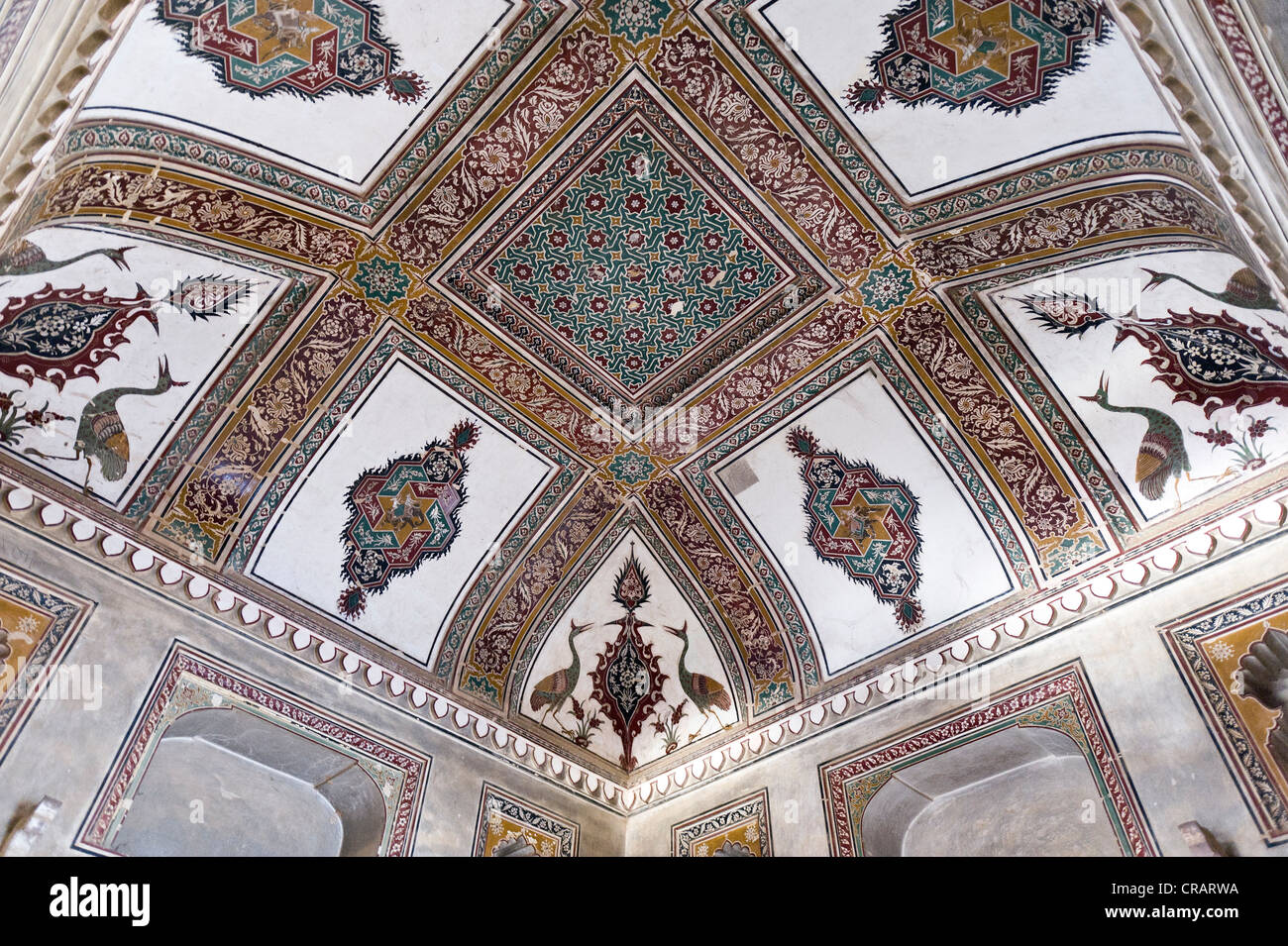 Ceiling painting, palace of Bir Singh Deo, Datia, Madhya Pradesh, North India, India, Asia Stock Photo