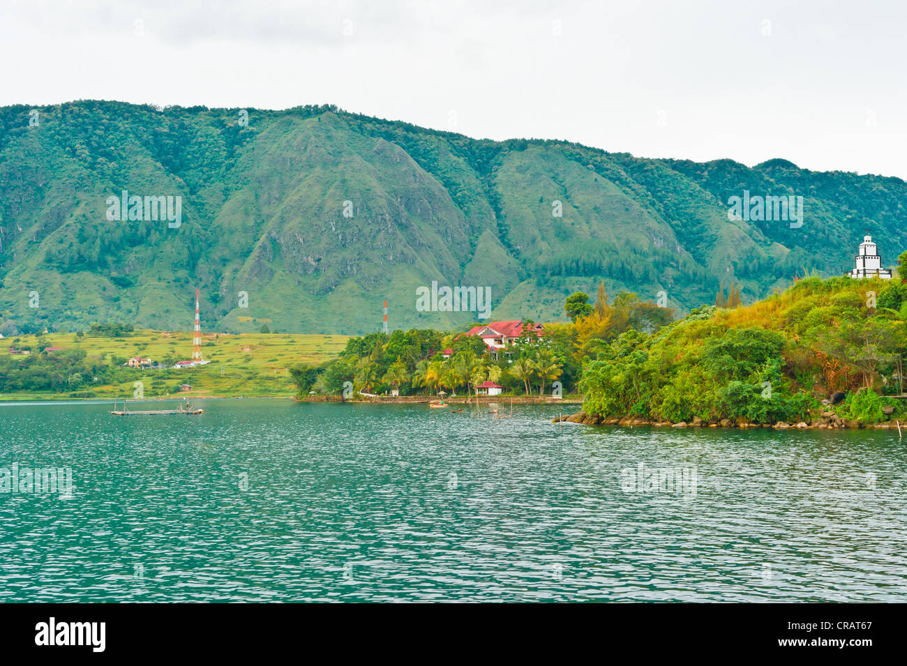 Village on Lake Toba in Sumatra Stock Photo