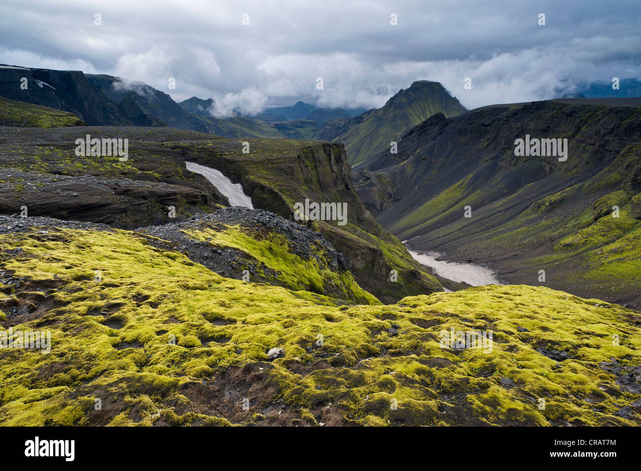 Fimmvoerðuháls Pass, Þórsmoerk or Thorsmoerk mountain ridge, Icelandic highlands, South Iceland, Iceland, Europe Stock Photo