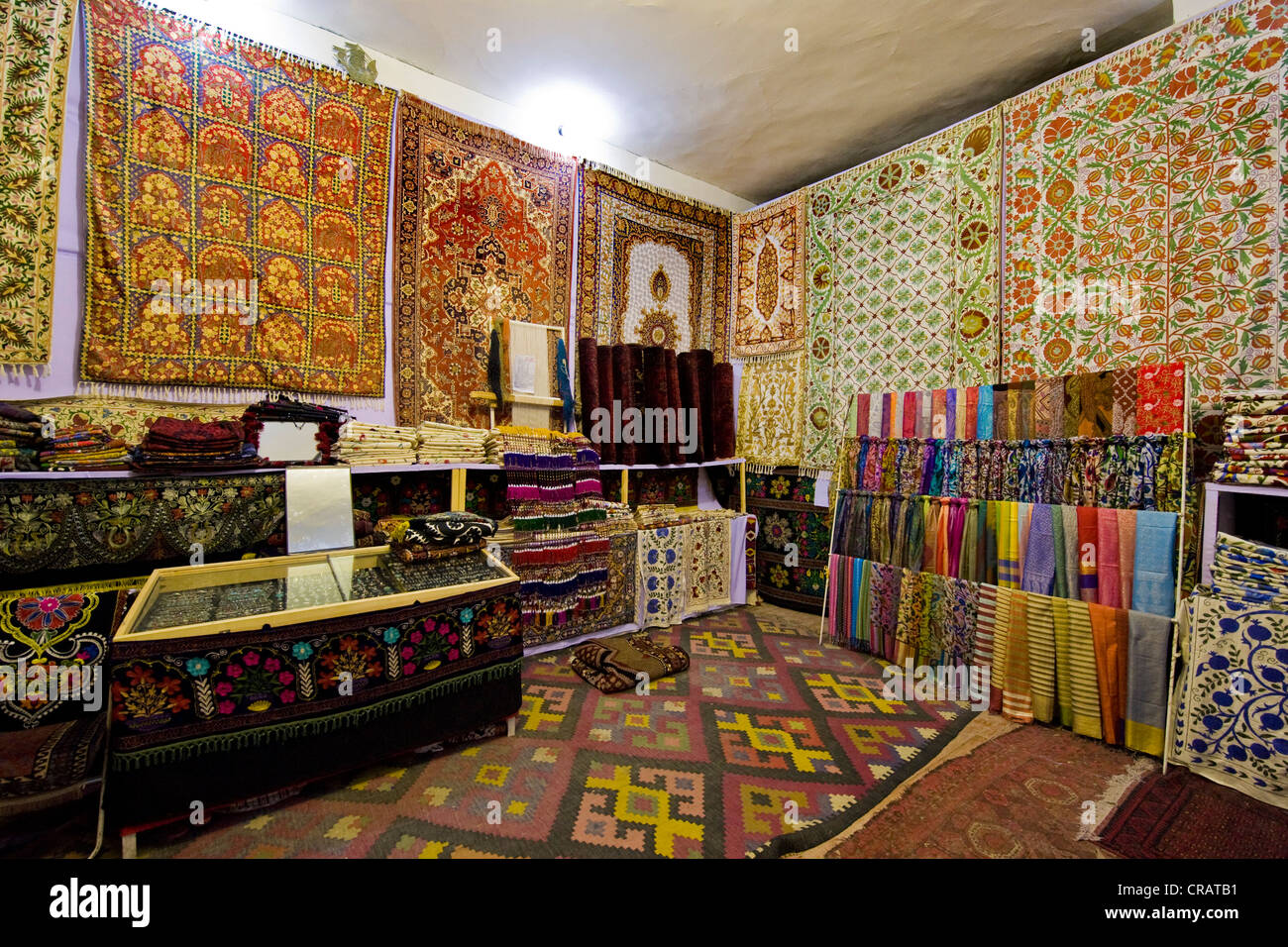 Uzbekistan, Bukhara, carpets shop Stock Photo