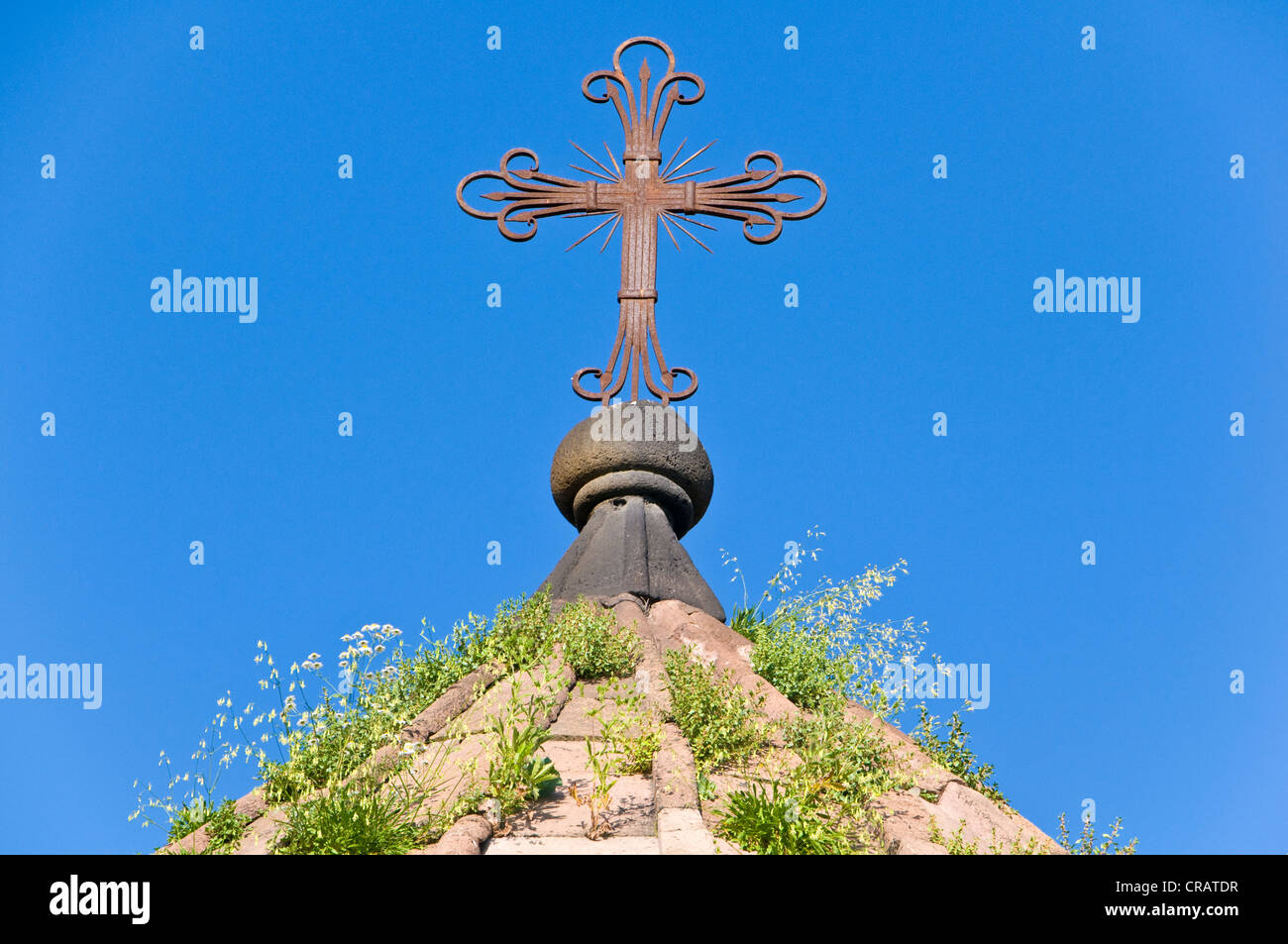 Cross on the roof of Haghpat Monastery, UNESCO World Cultural Heritage Site, Armenia, Middle East Stock Photo