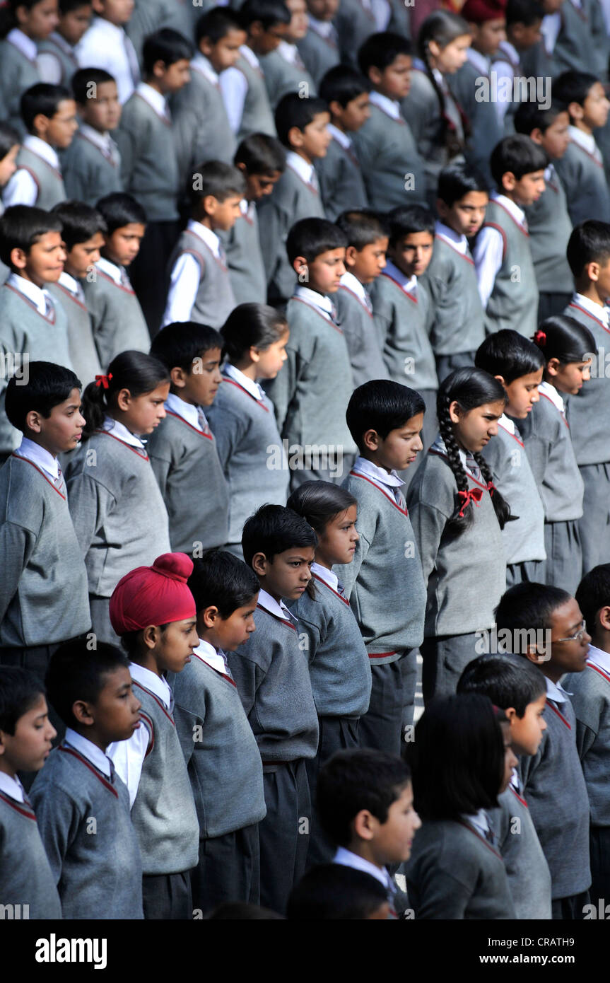 Morning assembly, students, Chapslee School, The Chapslee, Shimla, Himachal Pradesh, North India, India, Asia Stock Photo