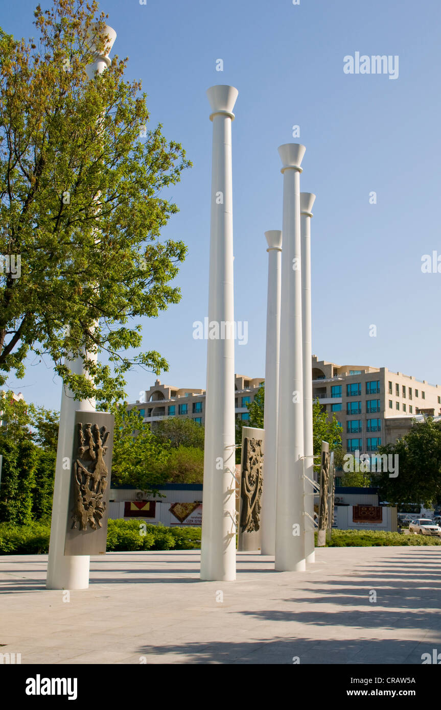 Pillars in front of museum in Baku, Azerbaijan, Caucasus, Middle East Stock Photo