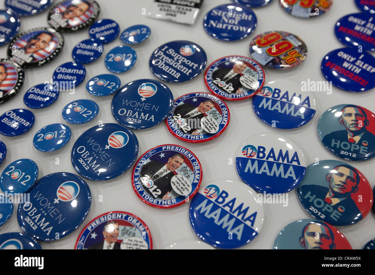 Political buttons and paraphernalia for sale at the Texas State Democratic  Convention in Houston, Texas Stock Photo - Alamy