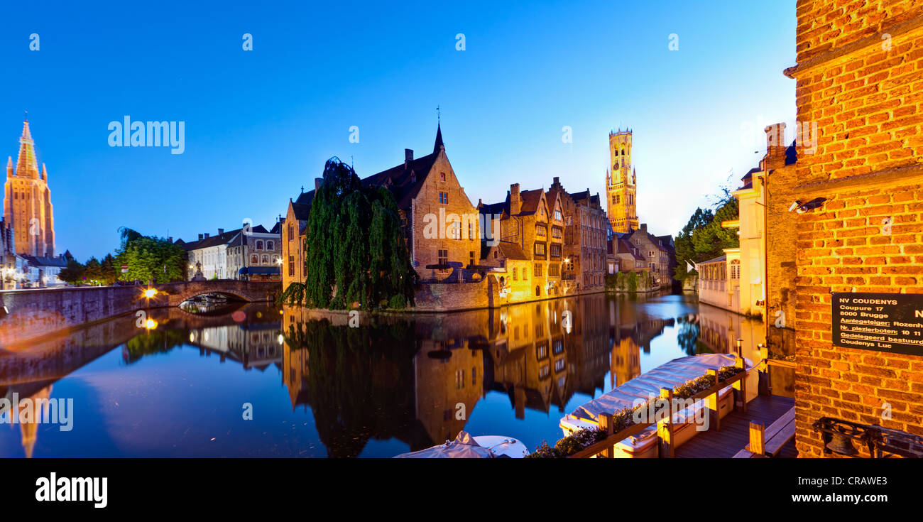 Historical Centre with guild houses on Rozenhoedkaai, Quai of the Rosary, historic town centre of Bruges Stock Photo