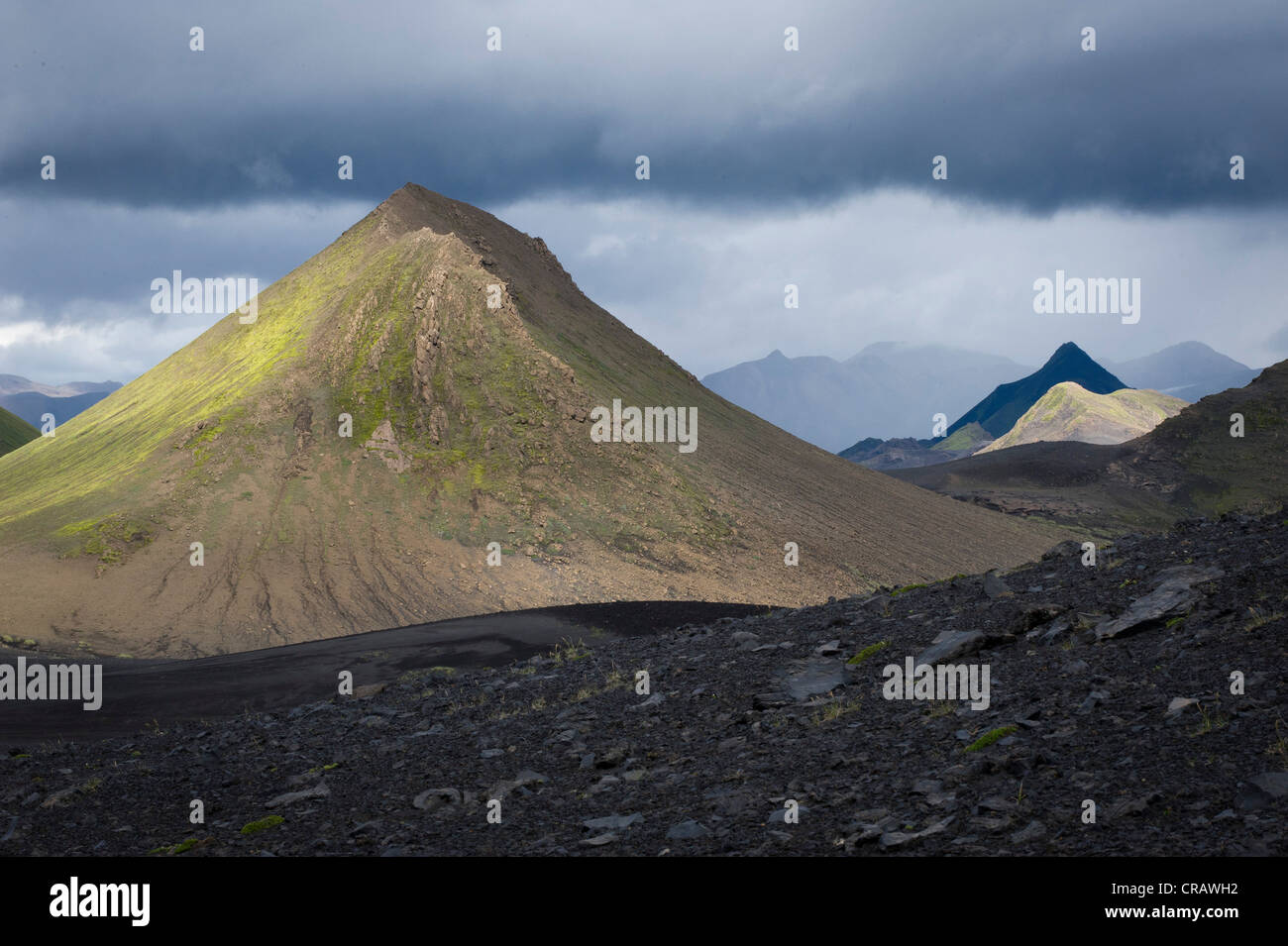 The Mófellshnausar mountains at Emstrur, Laugavegur, Icelandic highlands, Iceland, Europe Stock Photo