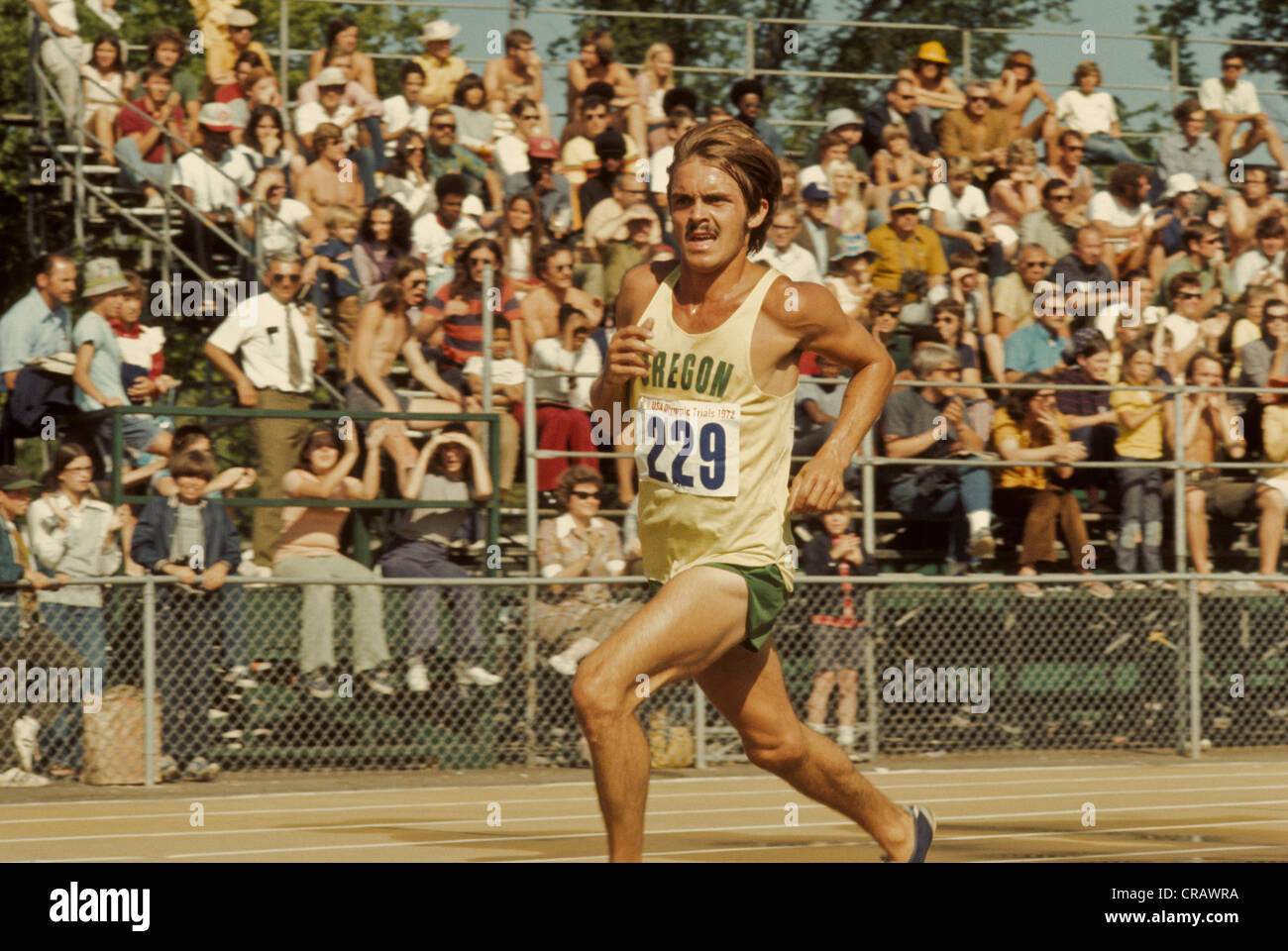 Steve Prefontaine competing at the 1972 US Olympic Track and Field