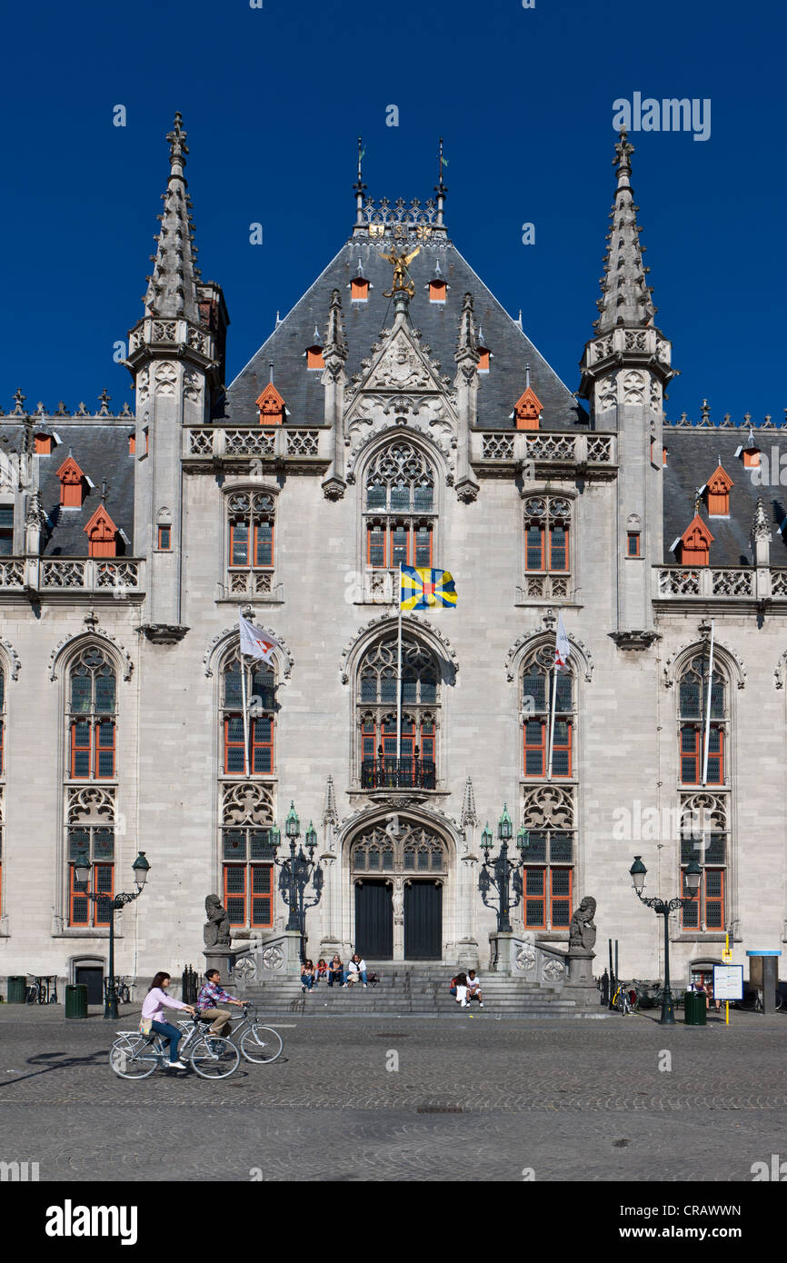 Provincial Government Palace, Provinciaal Hof, Provincial Court, Grote Markt market square, historic town centre of Bruges Stock Photo