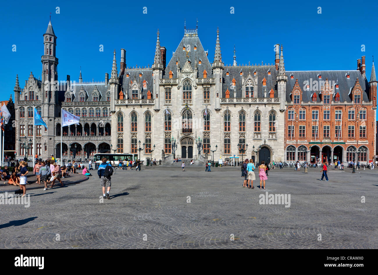 Provincial Government Palace, Provinciaal Hof, Provincial Court, Grote Markt market square, historic town centre of Bruges Stock Photo