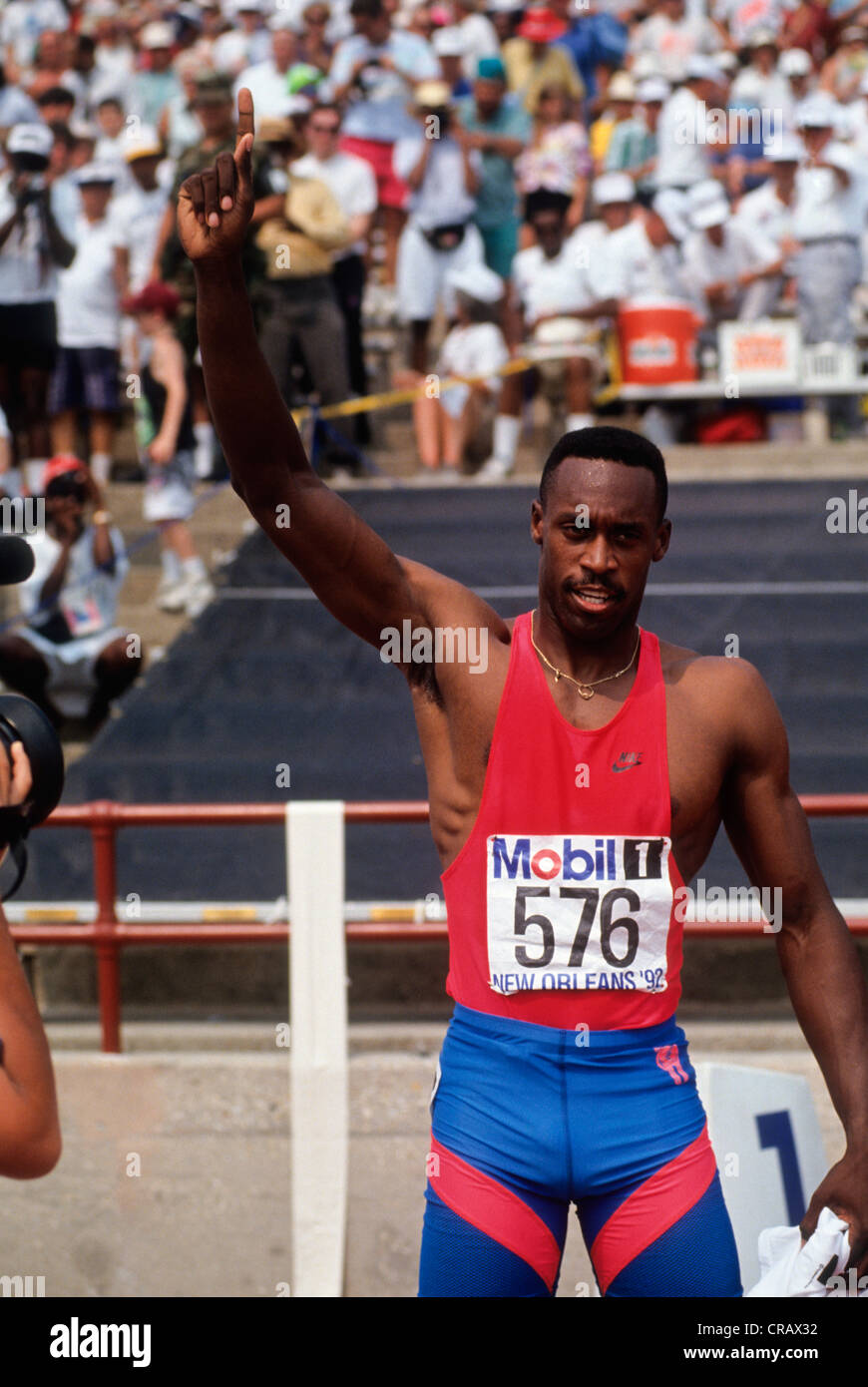 Butch Reynolds at the 1992 US Olympic Track and Field Trials Stock