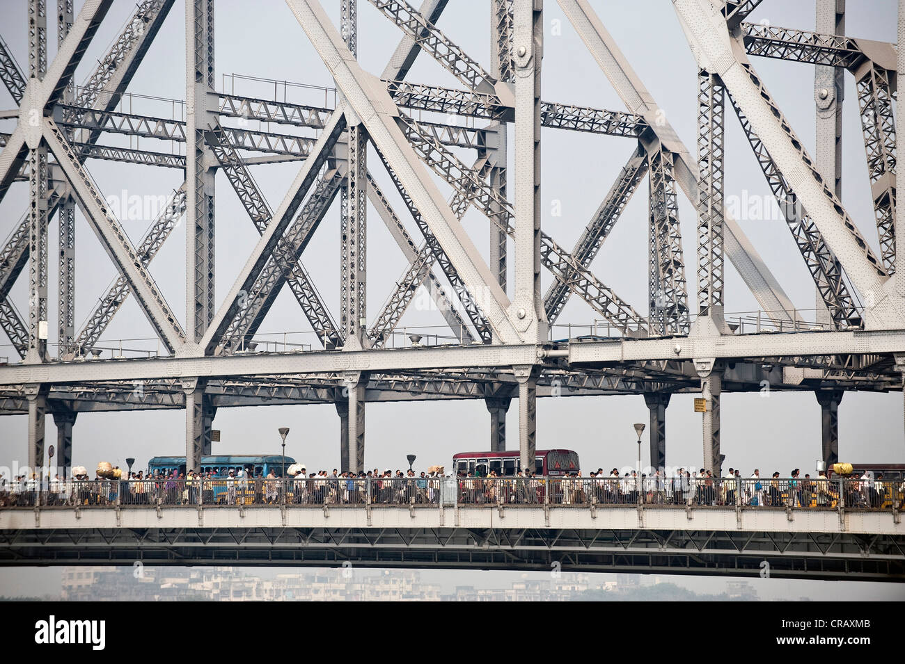 Howrah Bridge during rush hour, Calcutta or Kolkata, West Bengal, India, Asia Stock Photo