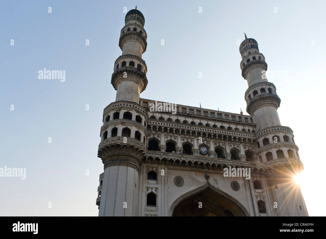 Charminar monument with four minarets, Hyderabad, Andhra Pradesh, India, Asia Stock Photo