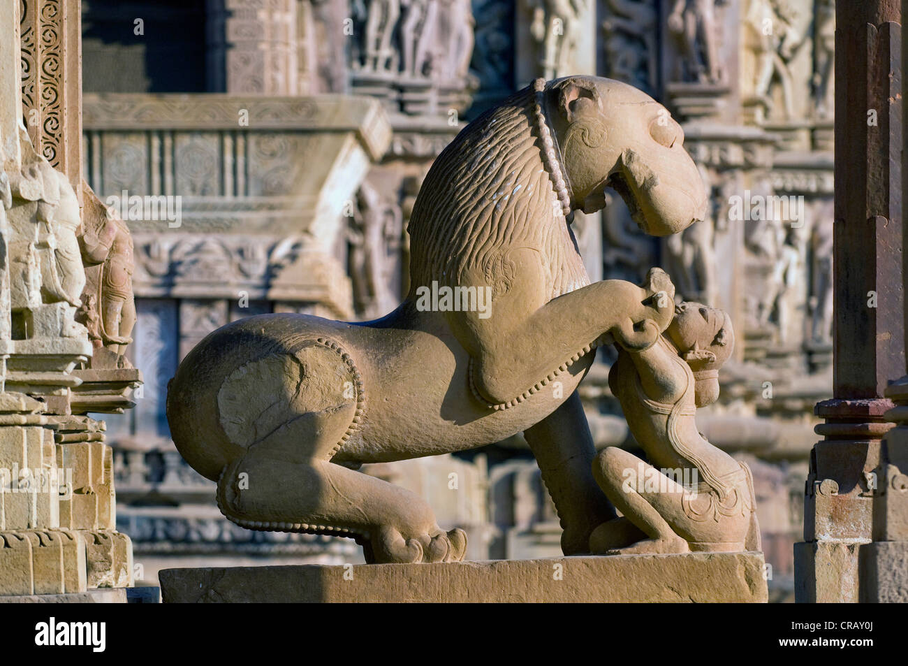 Sculpture of a mythical creature, Khajuraho Group of Monuments, UNESCO