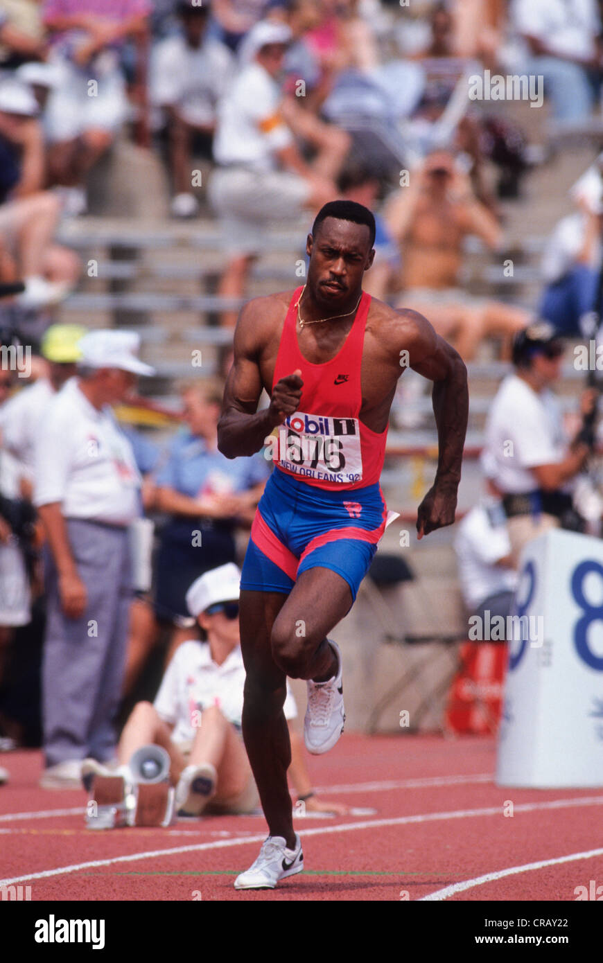 Butch Reynolds at the 1992 US Olympic Track and Field Trials Stock