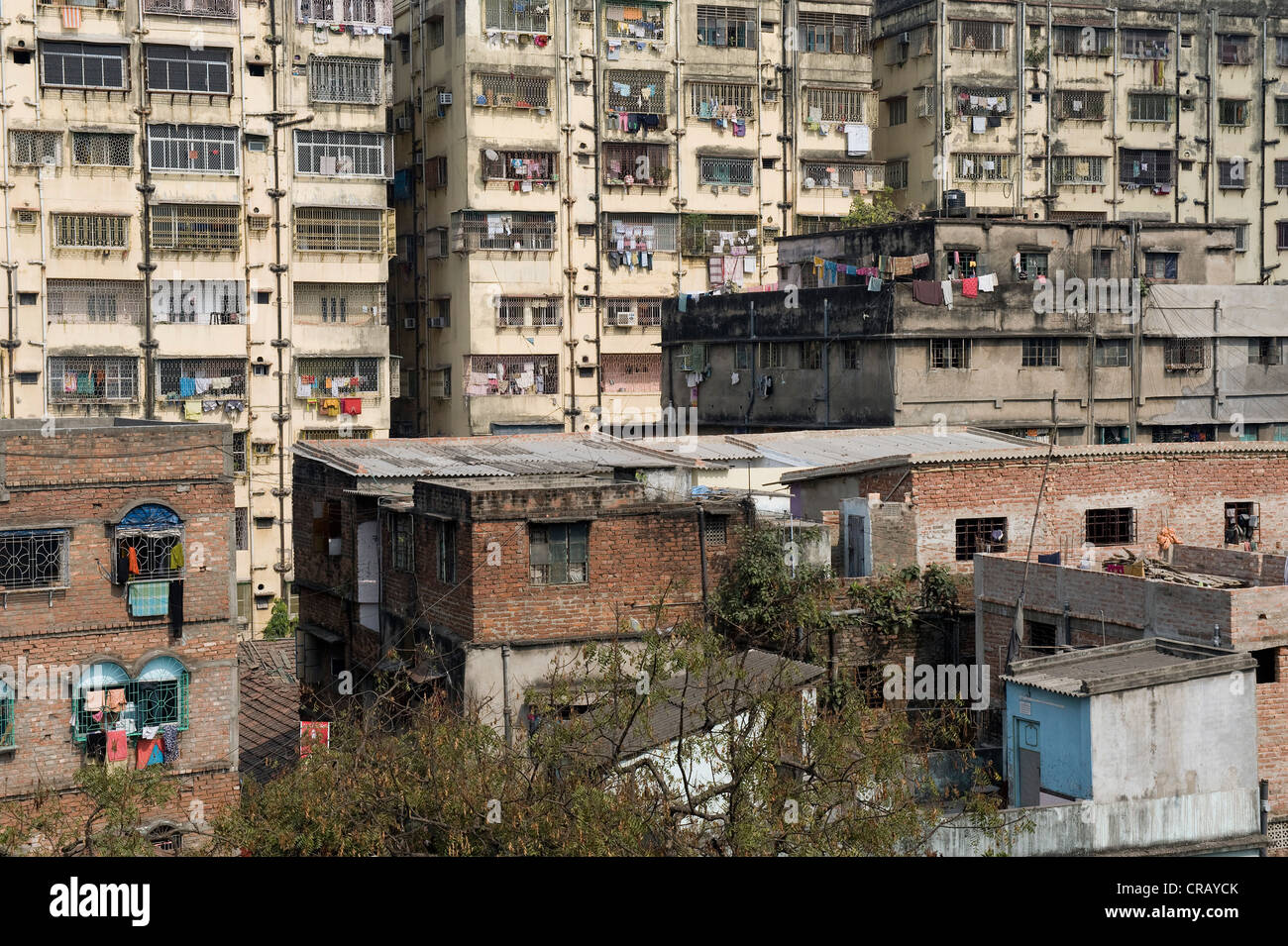 Residential apartment blocks, Shibpur district, Howrah, Kolkata, West Bengal, India, Asia Stock Photo