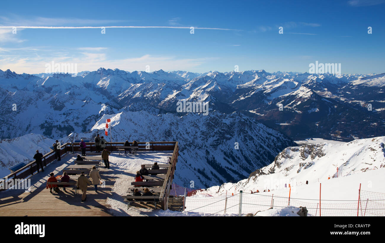 Observation platform at the Nebelhorn peak Stock Photo