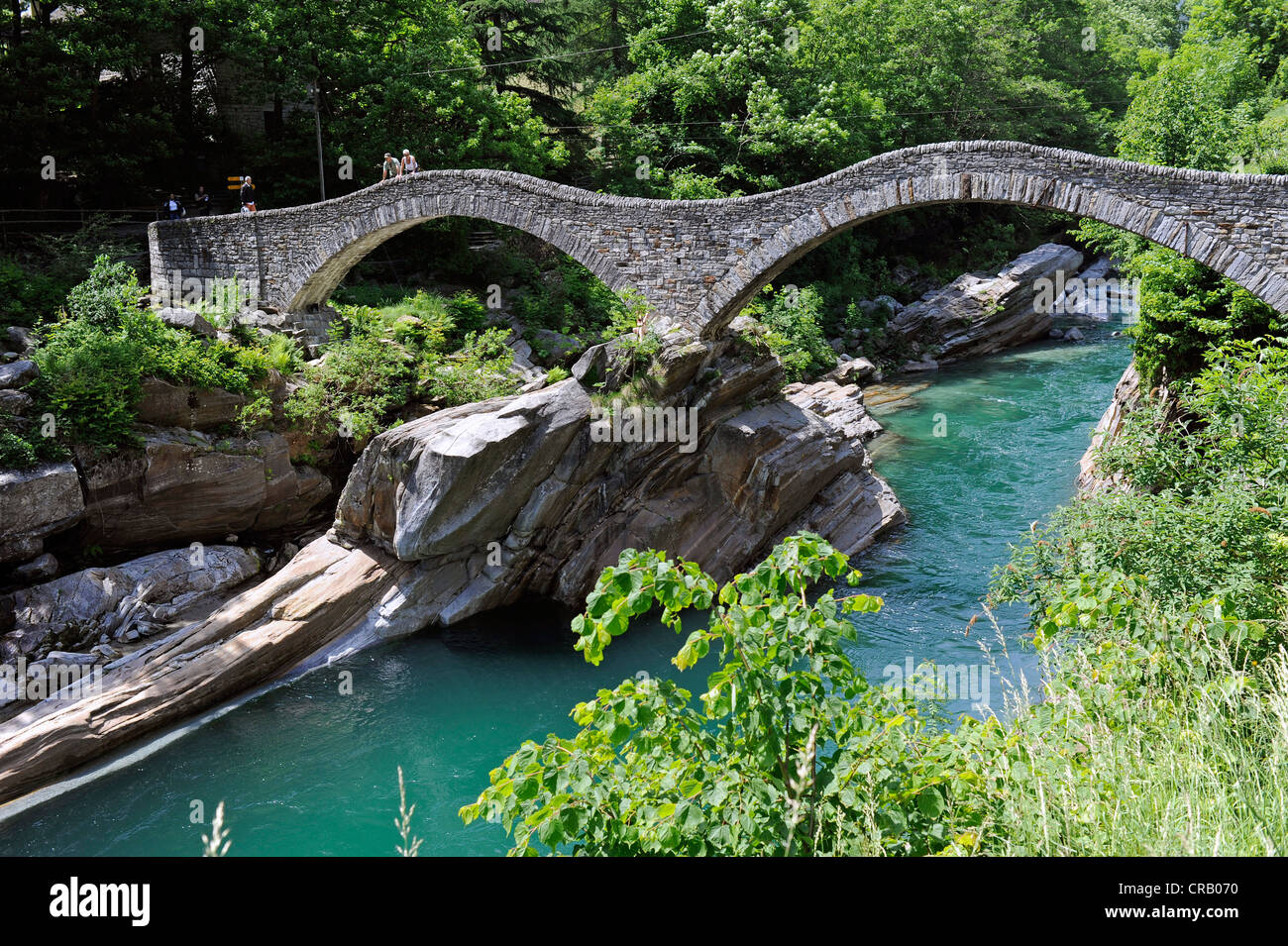 Ponte dei Salti bridge, Lavertezzo, Valle Verzasca valley, canton Ticino, Switzerland, Europe Stock Photo