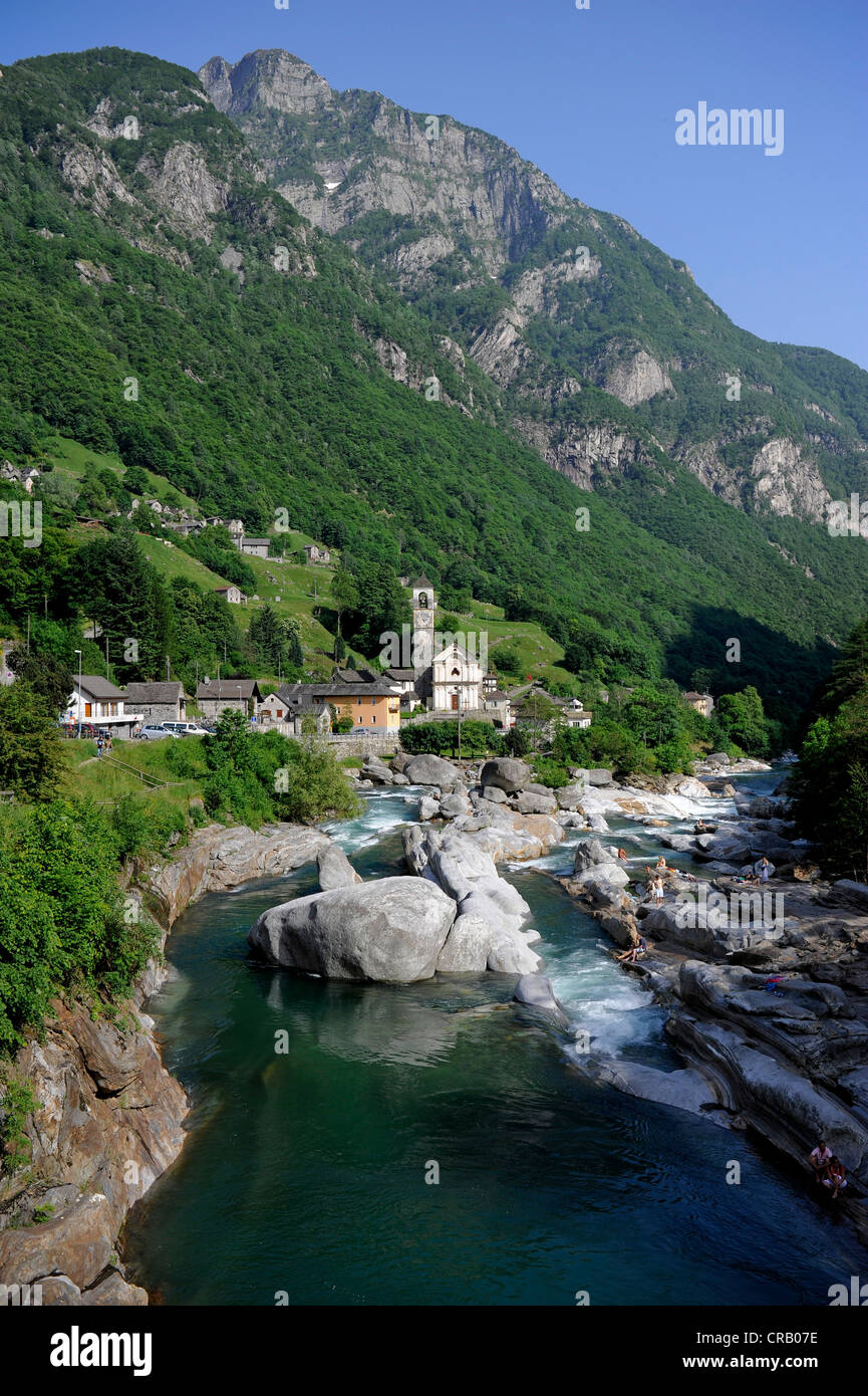 Lavertezzo, Valle Verzasca valley, canton Ticino, Switzerland, Europe Stock Photo