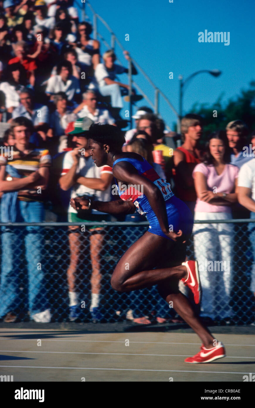 Chandra Cheeseborough competing at the 1980 US Olympic Track and Field