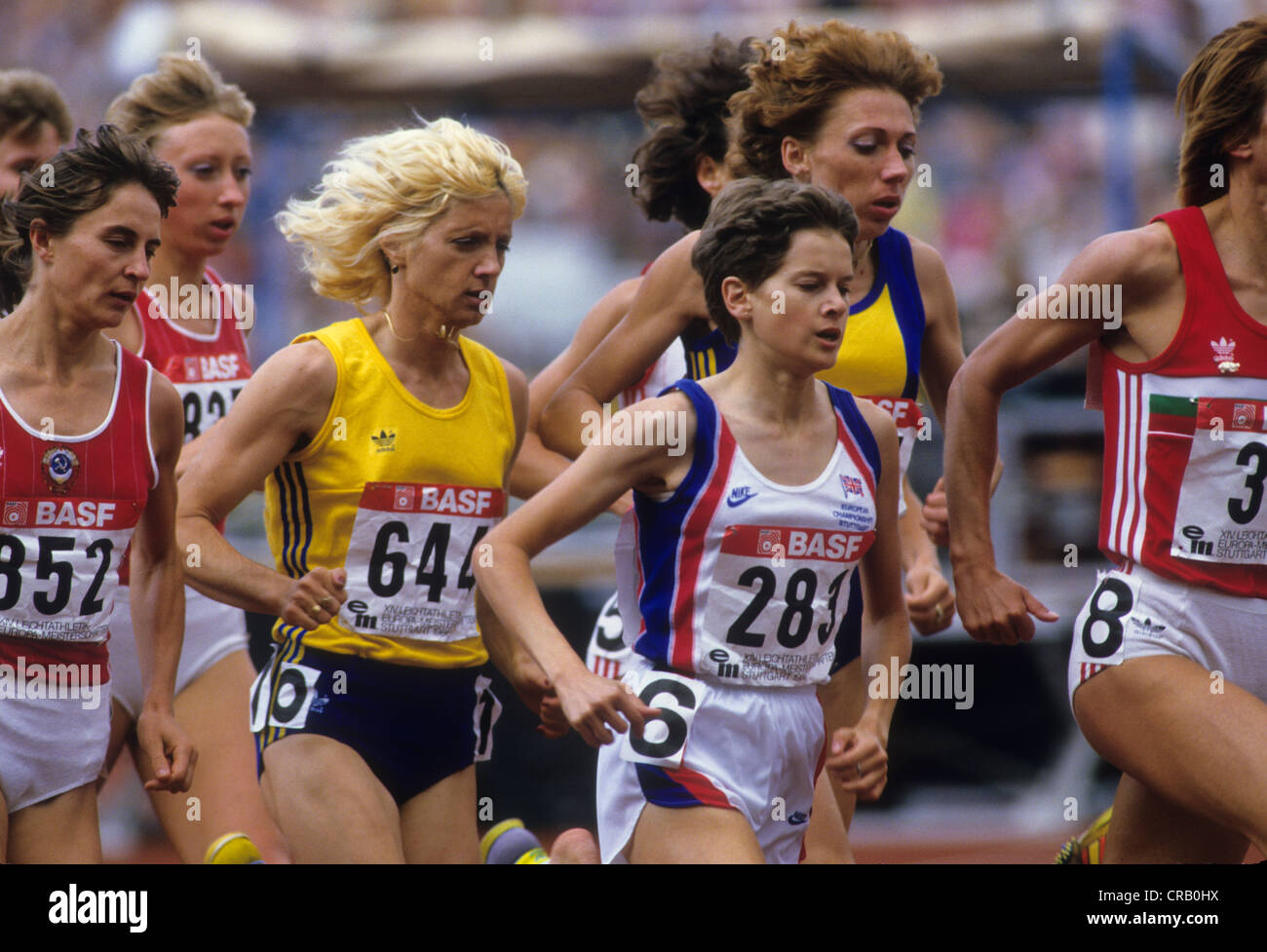 Zola Budd (283) competing at the 1986 European Championships Stock Photo
