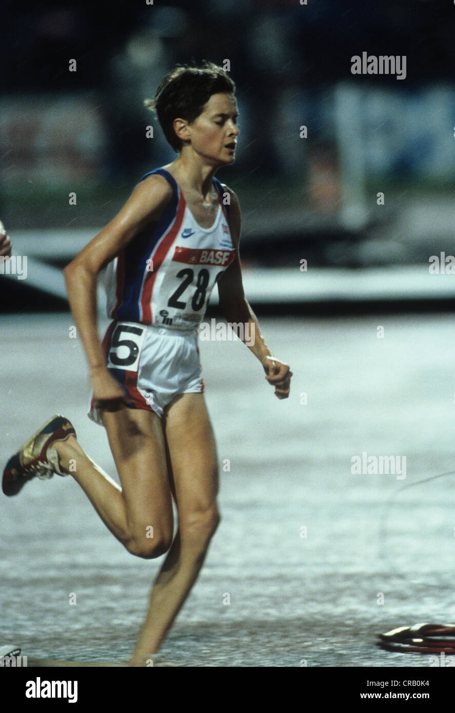 Zola Budd (283) competing at the 1986 European Championships Stock Photo