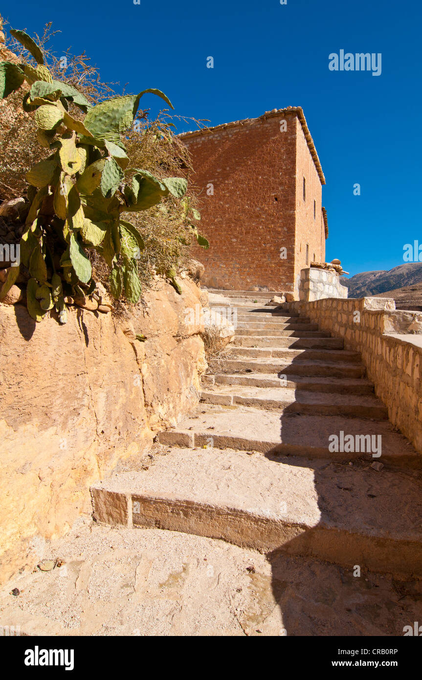 Small village on the cliffs of Canyon Ghouffi in the Aures Mountains, Algeria, Africa Stock Photo
